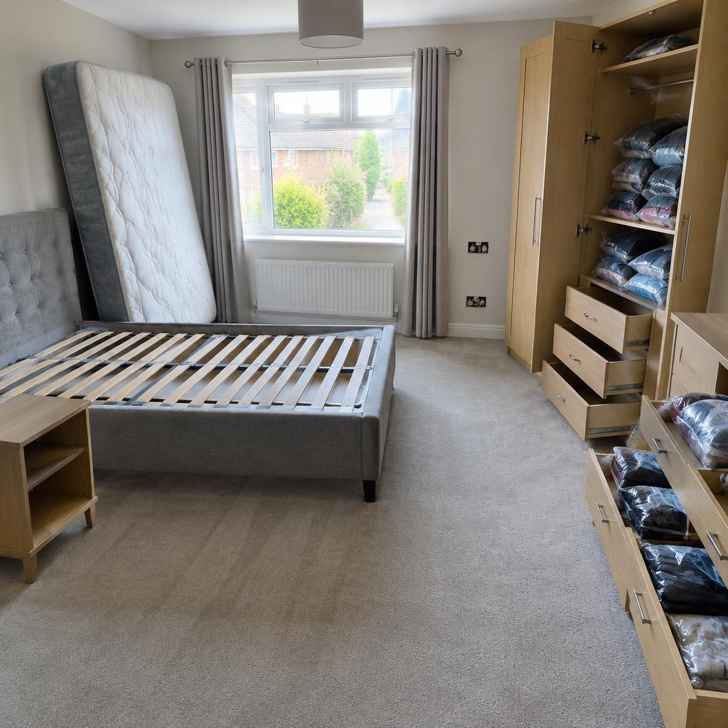 Typical bedroom prepared and ready for heat treatment