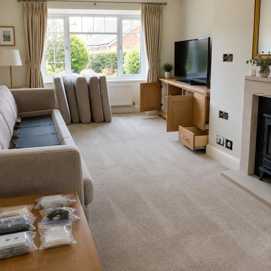 Typical lounge prepared and ready for heat treatment